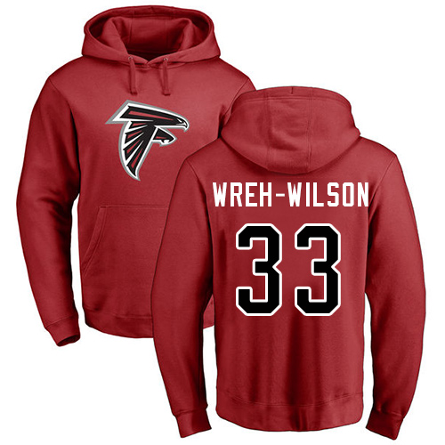 Atlanta Falcons Men Red Blidi Wreh-Wilson Name And Number Logo NFL Football #33 Pullover Hoodie Sweatshirts
